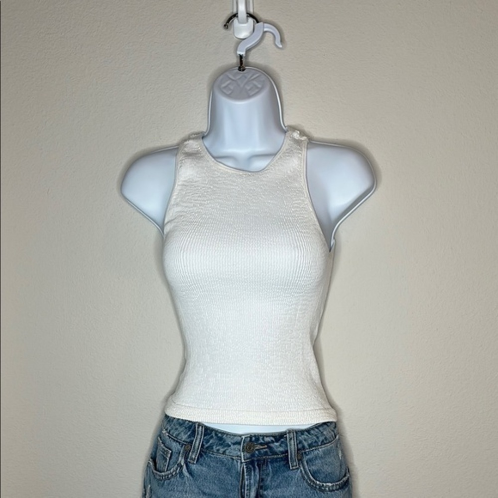 Ultra Flirt White Fitted Sleeveless Tank Top